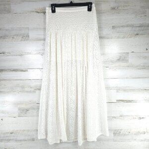 HOLLISTER FLORAL WHITE MAXI SKIRT WITH FRONT SLIT WOMEN'S SIZE MEDIUM LINED *EUC